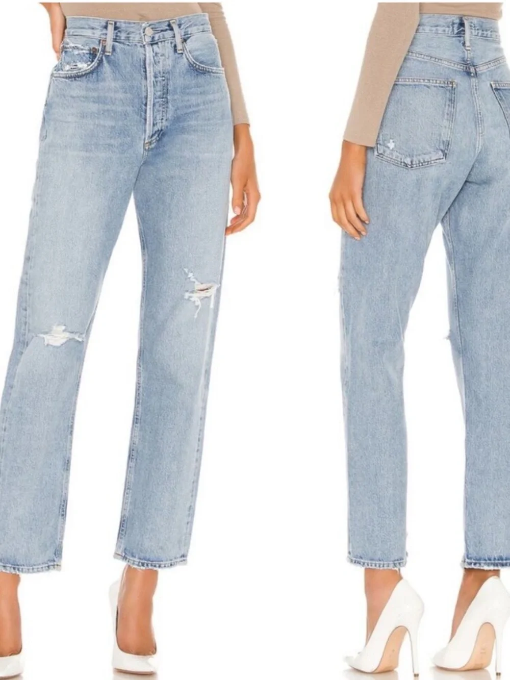 AGOLDE 90s Loose Fit Mid Rise Jeans Women’s Size 23 Captured Distressed Organic